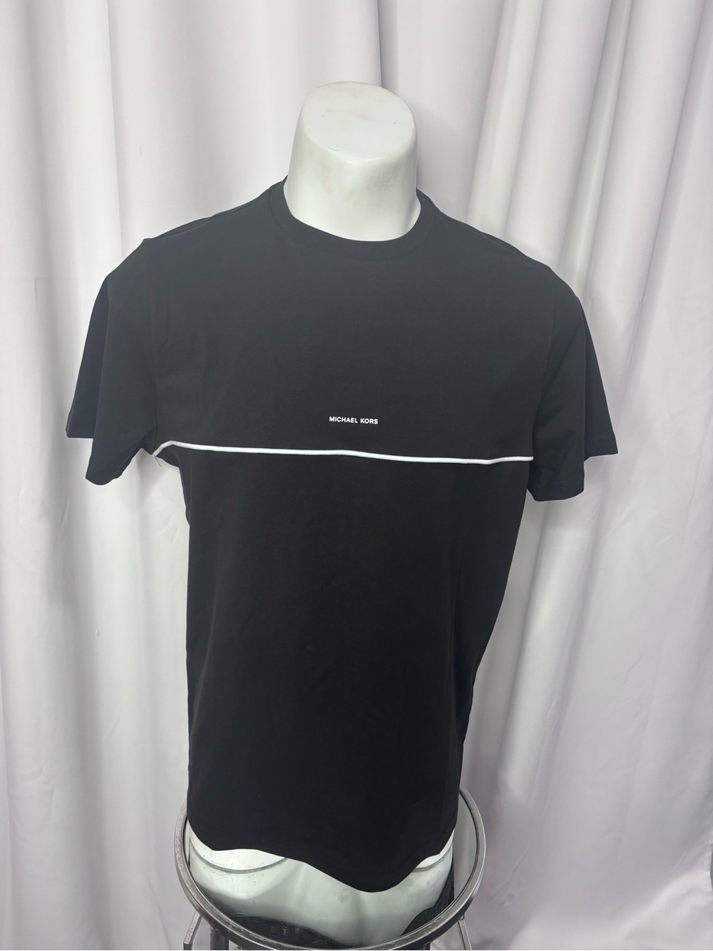 Michael Kors Black Tee with White Chest Stripe
